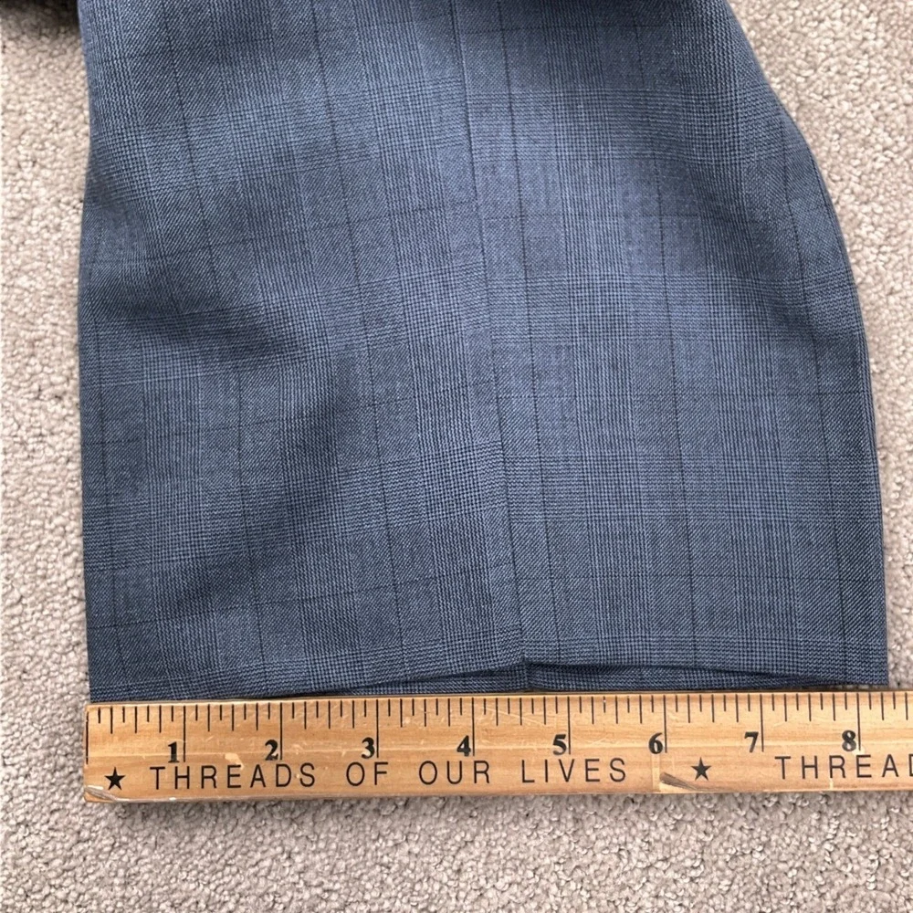 Alberto Cardinali Suit Mens 42S 36W 27L Blue Gray Plaid‎ Slim Fit  Lightweight